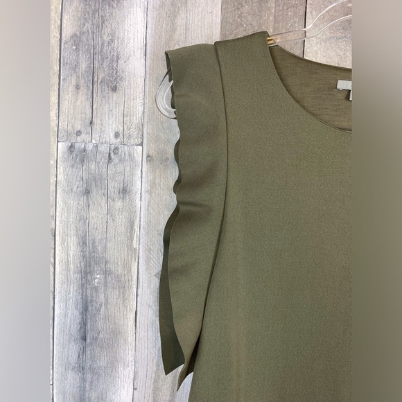 COS Knit Ruffle Sleeve A Line Dress in Army Olive Green Size Small. - Picture 3 of 9